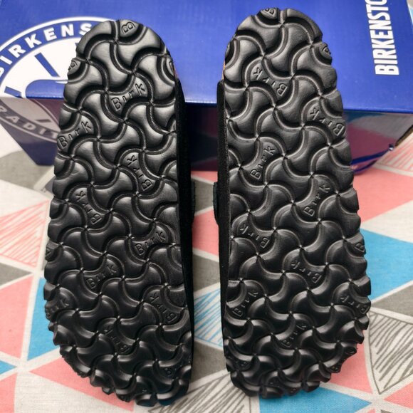 Women's Black Suede Birkenstock Boston Shoes - Narrow Fit - Picture 3 of 5